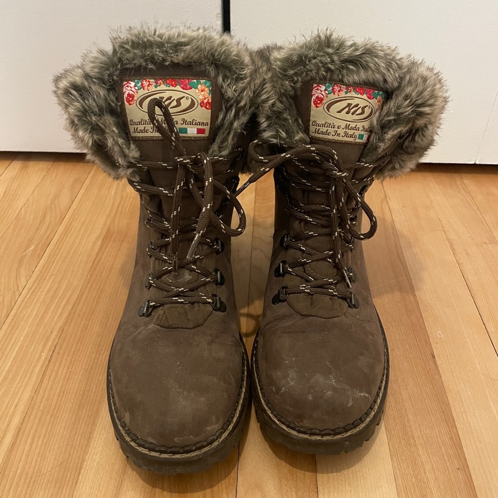 Italien Brown Fur-Lined Boots